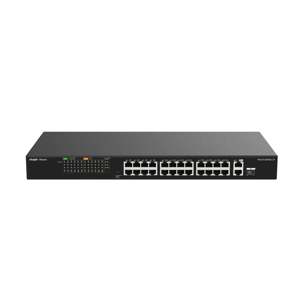 Bộ chia mạng Switch PoE Ruijie RG-ES126FGS-LP 24 Port 100Mbps