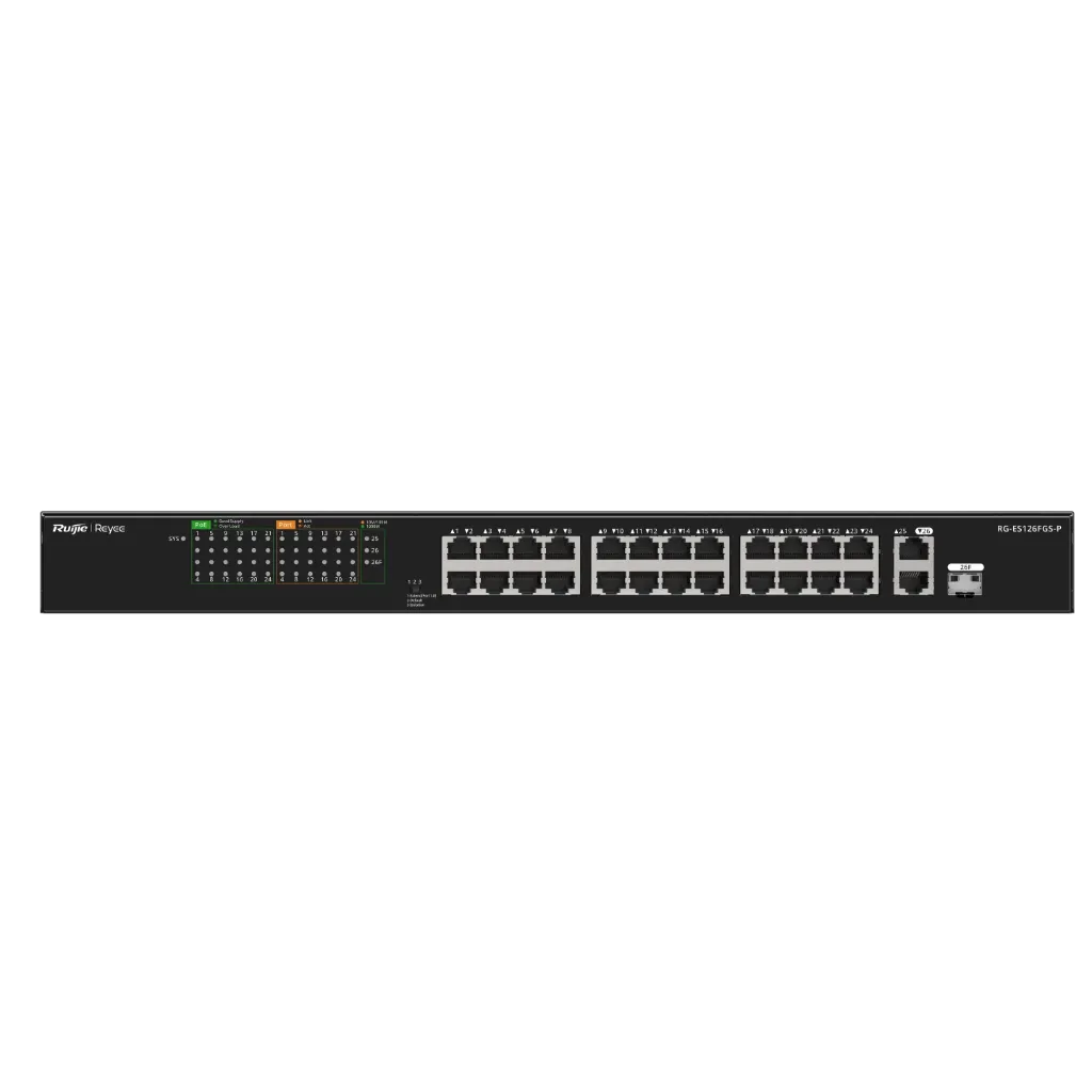 Bộ chia mạng Switch PoE Ruijie RG-ES126FGS-P 24 Port 100Mbps