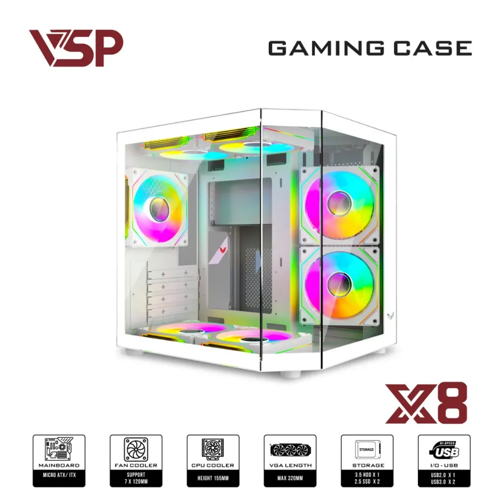 [00000291] Vỏ thùng máy Case VSP X8 Trắng