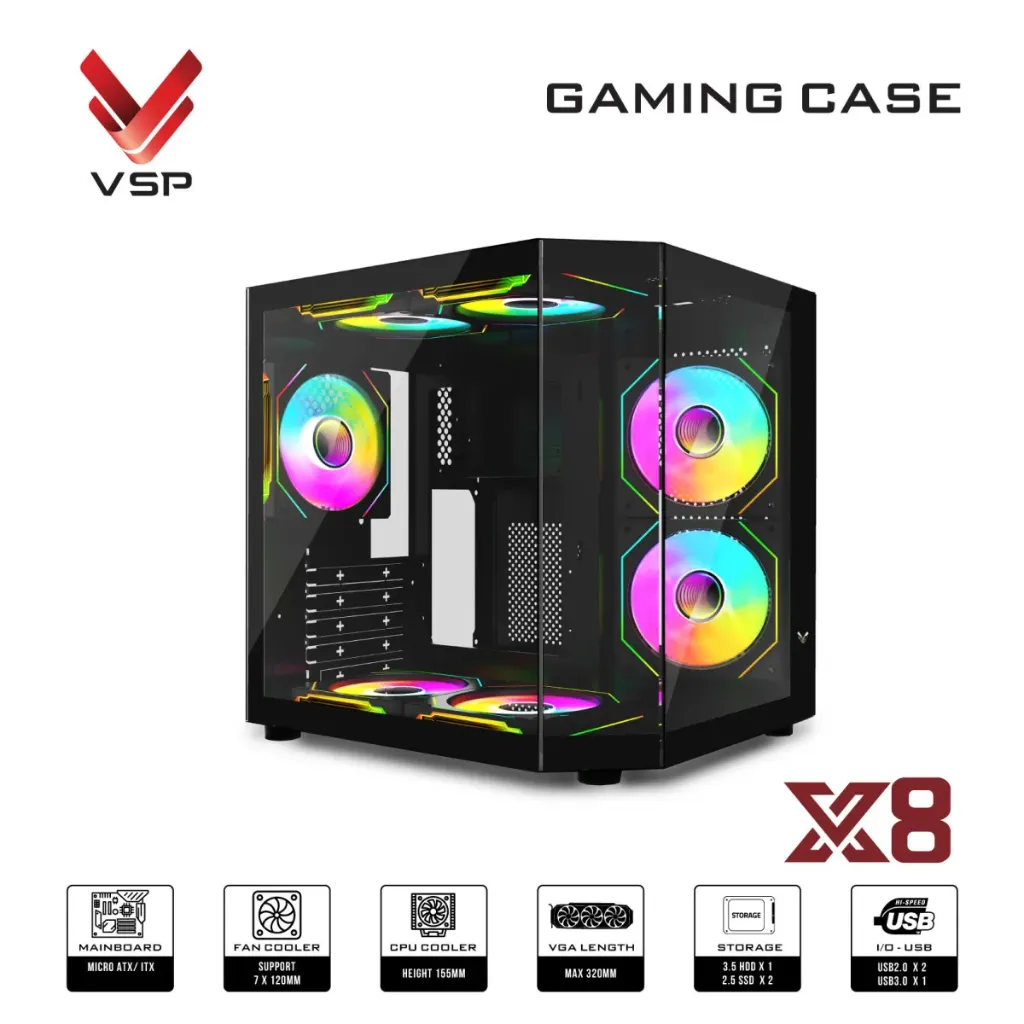 Vỏ thùng máy Case VSP X8 đen